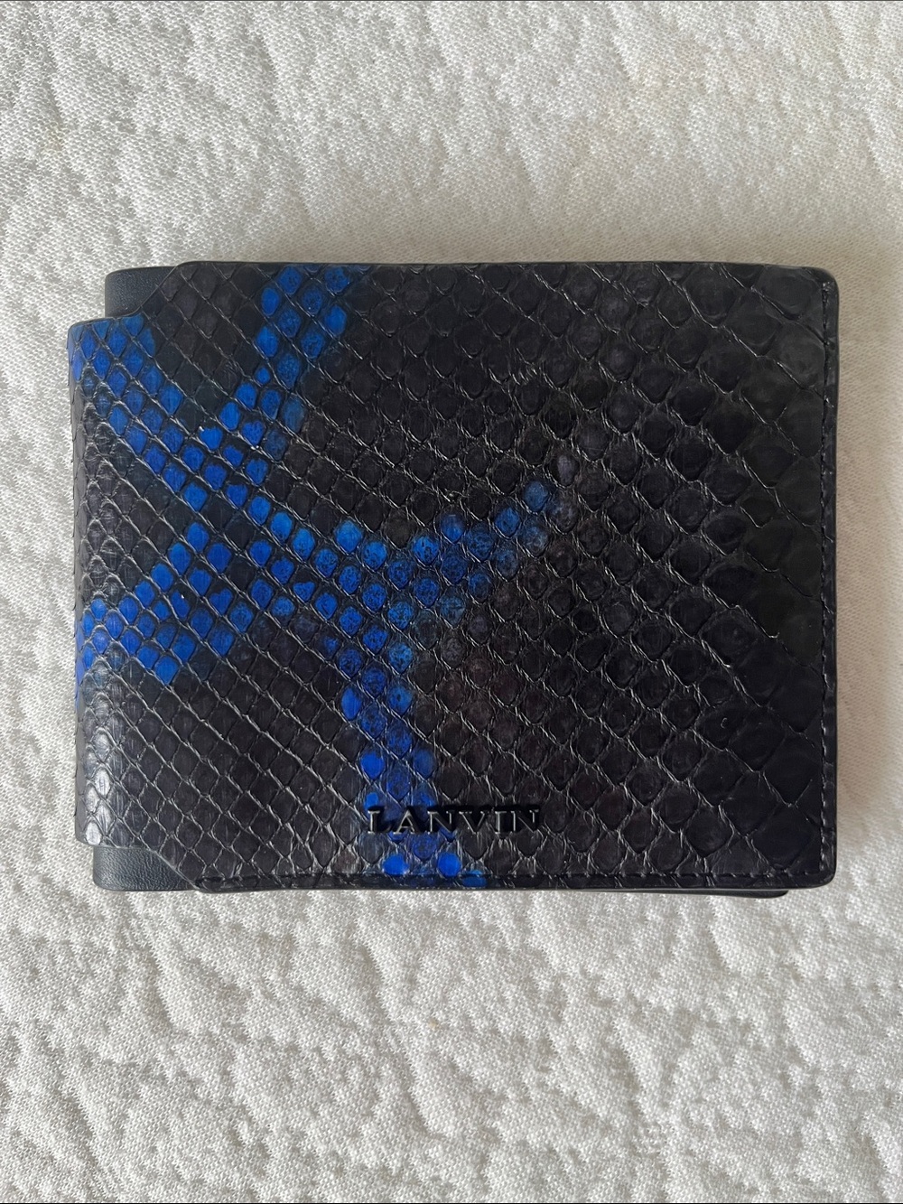 Lanvin | Black and Blue Python Leather Bifold Men’s Wallet